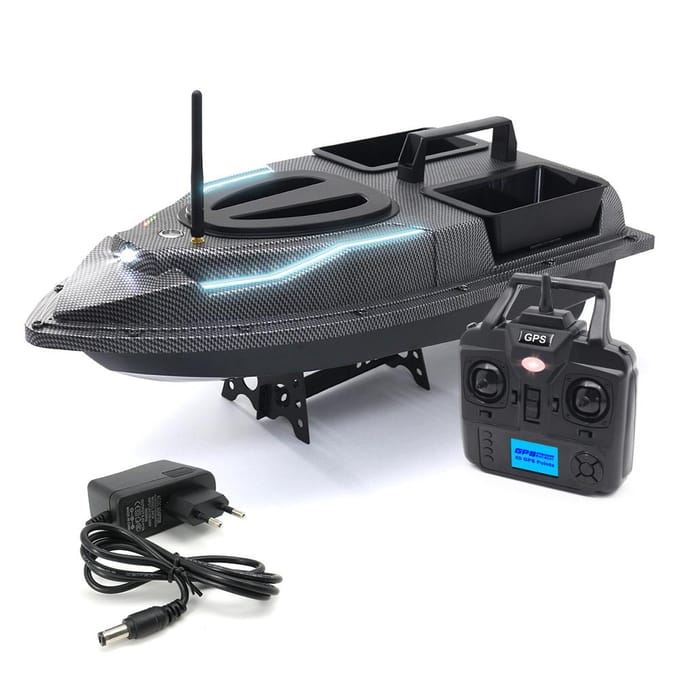 GPS-visboot 500m afstandsbediening aasboot dubbele motor viszoeker 1,5 kg laadondersteuning EU Plug-T zwart
