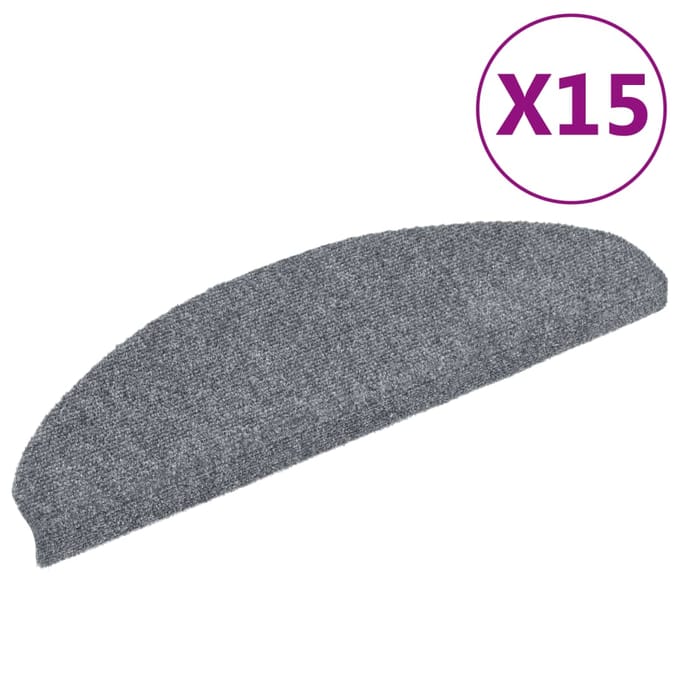 vidaXL - Trapmatten - Zelfklevend - 15 - stuks - 65x21x4 - cm - Lichtgrijs - Halfrond - Groot