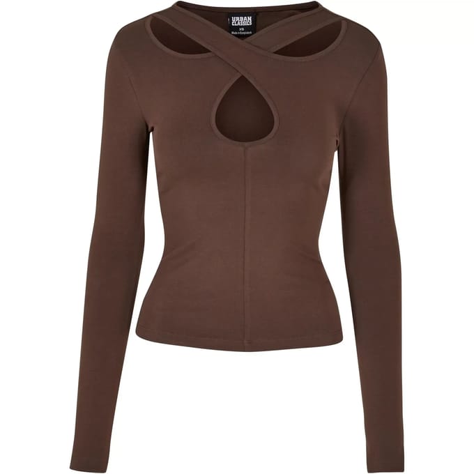 Dames-T-shirt met lange mouwen Urban Classics Crossed Cut Out