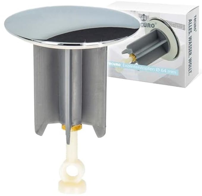 Universele Excenterplug Afvoerstop voor Wastafels - 64 mm Verchroomd