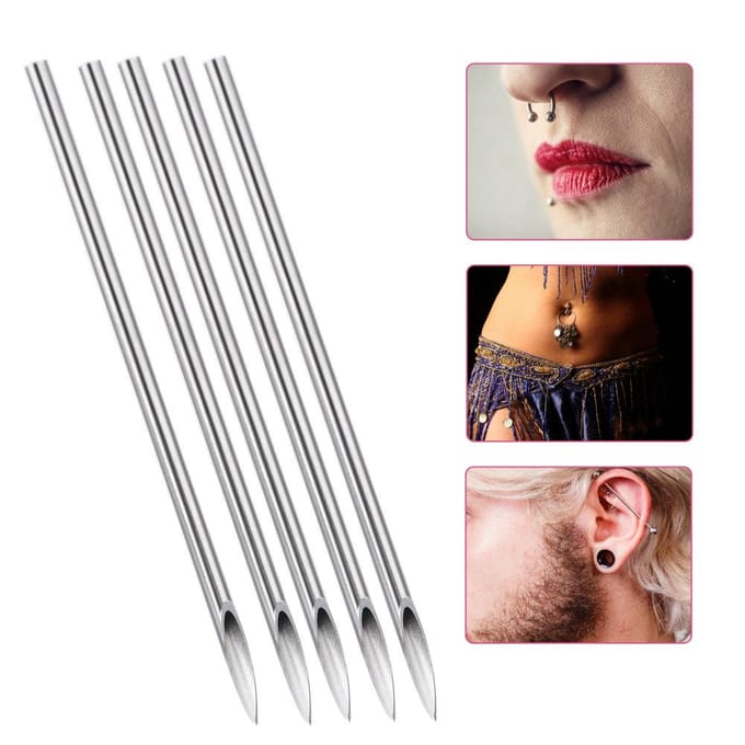 100 STUKS Piercingnaalden Steriel Wegwerp Tattoo Piercingnaalden voor Neus Oor Lip (18G) 17G white