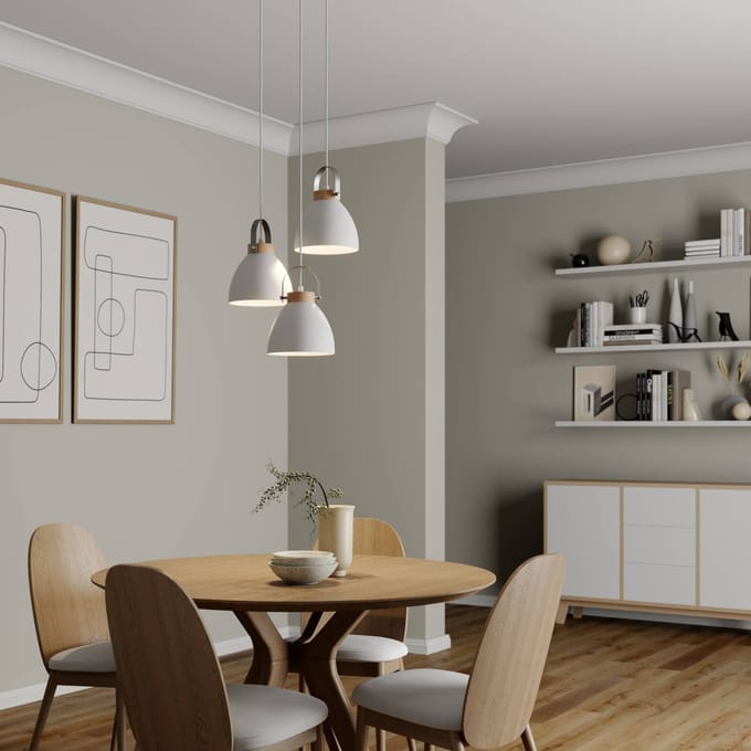 Lamkur Hanglamp Bergen, 3-lamps, rond, wit