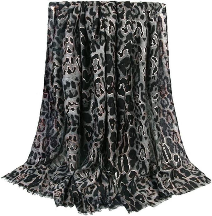 Dames Sjaal met Luipaardprint Katoen Linnen Fringe Sjaal