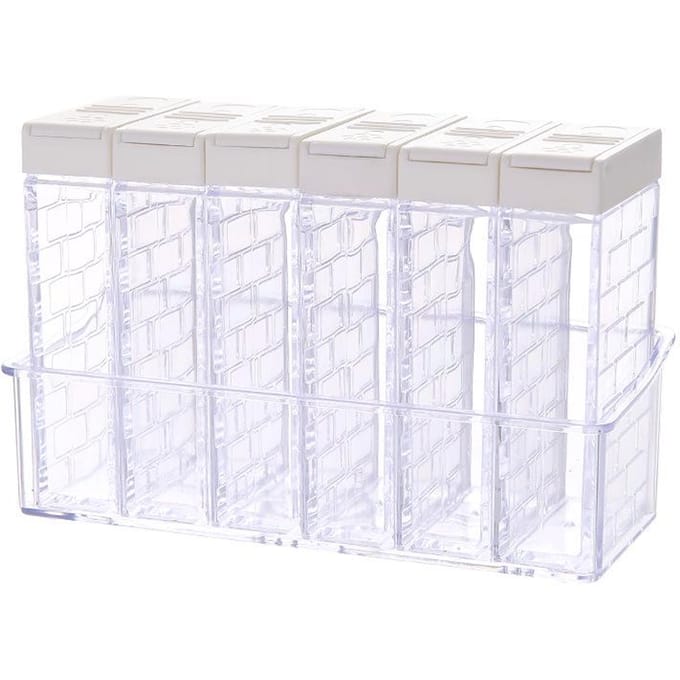 Kruidenopslagtank Transparant Tweewegs Openingsdeksel Kruidendispenser voor Keuken Wit white