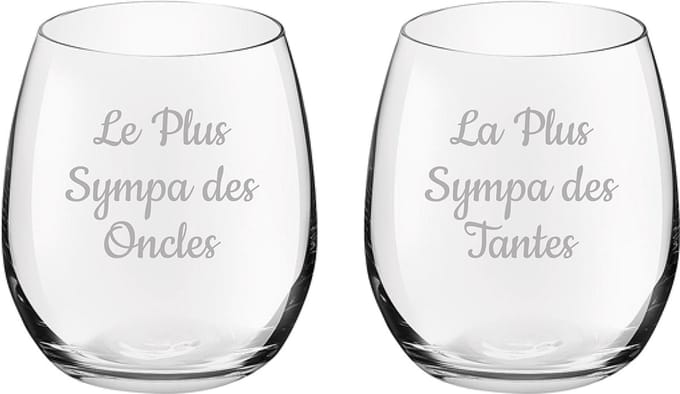 Drinkglas gegraveerd - 39cl - Le Plus Sympa des Oncles & La Plus Sympa des Tantes