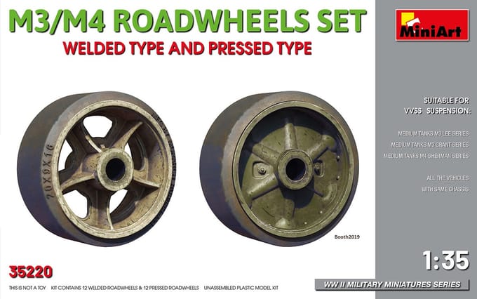 MiniArt Modelbouwpakket Militaire voertuigen - 35220 Roadwheels set, Welded type and Pressed type Plastic - 1:35 - Modelbouw