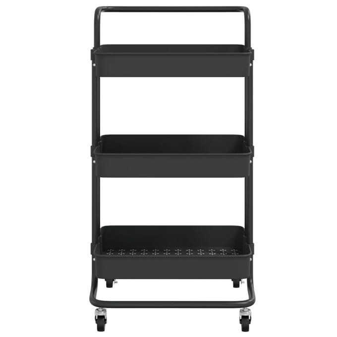 vidaXL - Keukentrolley - 3-laags - 42x35x85 - cm - ijzer - en - ABS - zwart