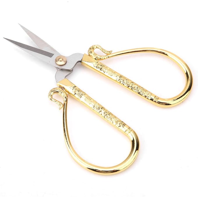 Roestvrijstalen Kruissteek Schaar Vintage Naaischaar Borduurwerkgereedschap (Goud) beige