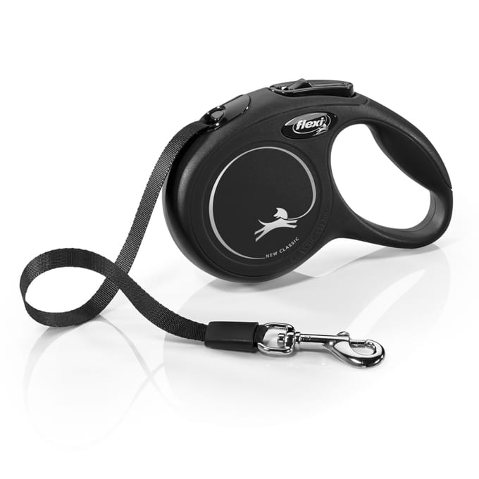 Flexi Classic Rollijn Tape - Hondenriem - L - 5 m - Zwart - Grote en Actieve Honden
