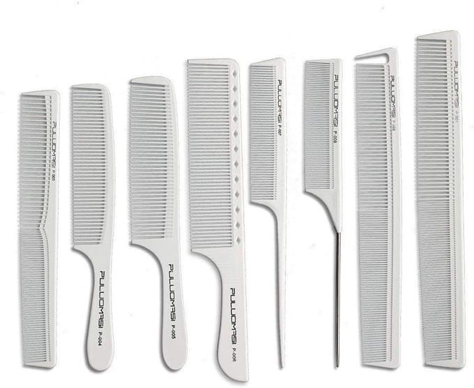 Professionele Hittebestendige Koolstof Kam Set van 8 voor Kappers en Styling