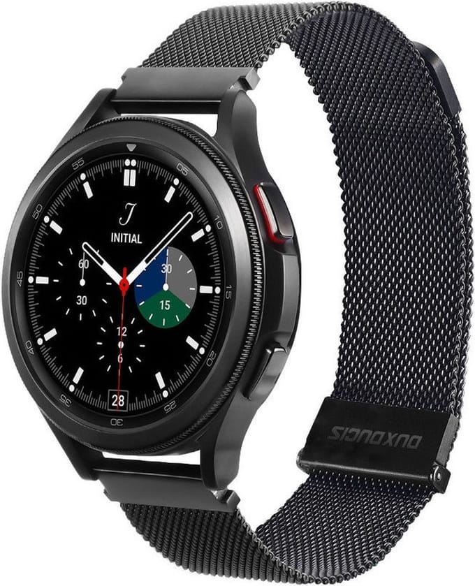 Dux Ducis - Milanese Staal Universeel Smartwatch Bandje 22MM - Zwart