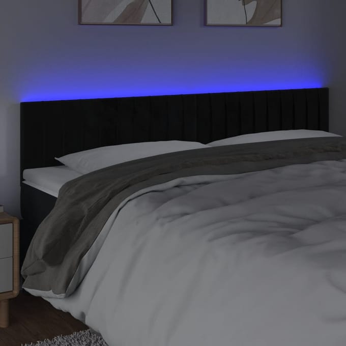 vidaXL - Hoofdbord - LED - 180x5x78/88 - cm - fluweel - zwart