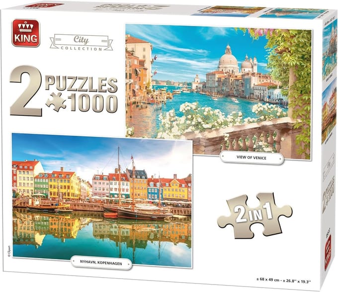 Dubbele Legpuzzel - Stad Collectie - Ontspanning Thuis - Twee Puzzels - 68 x 49 cm - Diverse