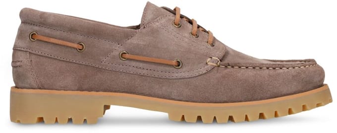 Manfield - Heren - Beige suède bootschoenen - Maat 44