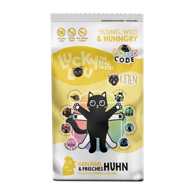 340g Lucky Lou Kitten Gevogelte & Kip droogvoer voor katten