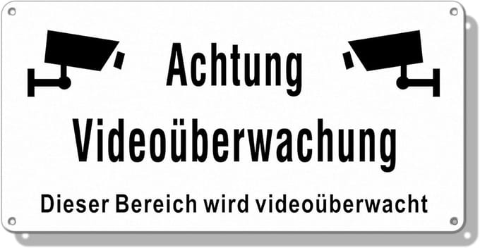 Waarschuwingsbord Videobewaking 30x15 cm - Weerbestendig Metaal