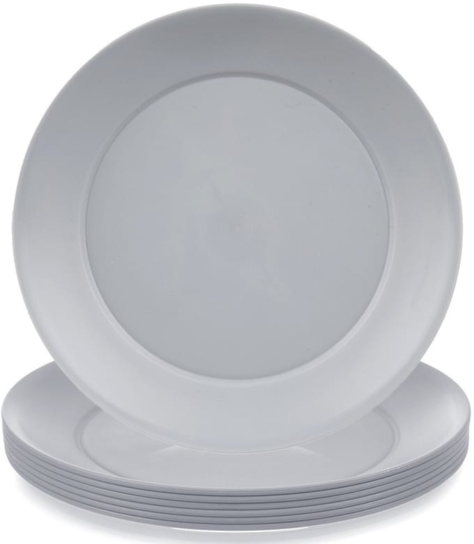 Dinerborden Plastic Grijs 23,5 cm 6 stuks - Set - Borden - Bord