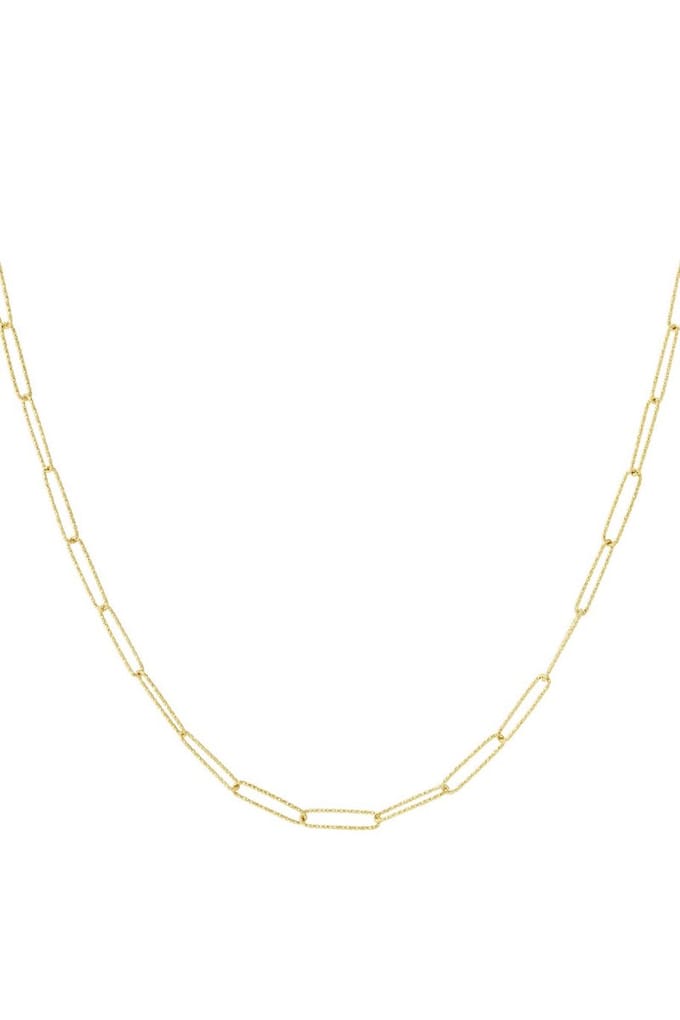 Bijoutheek Collier Schakels Gehamerd Goud