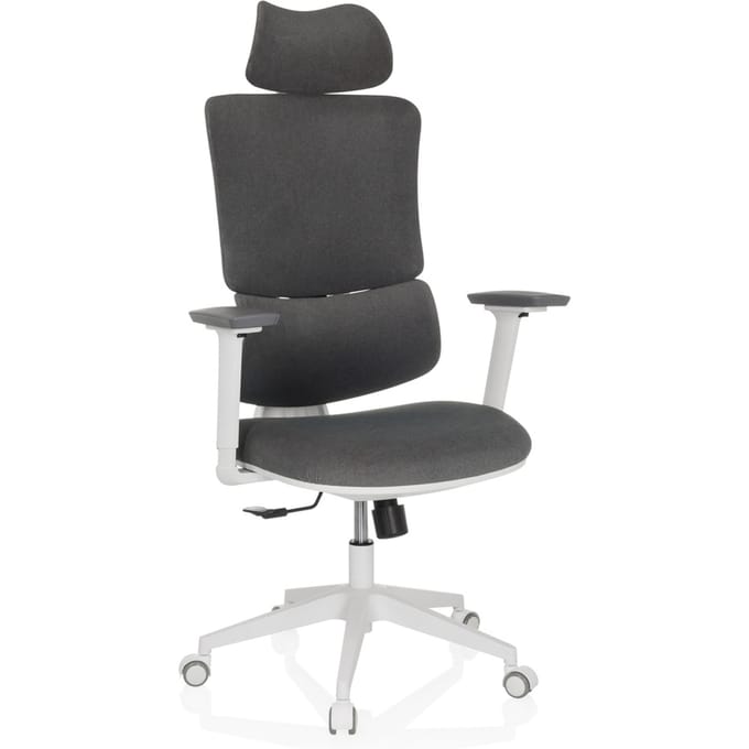 ERGOMY WF | Stof / Mesh | Frame: Wit - Thuisgebruik bureaustoel Grijs