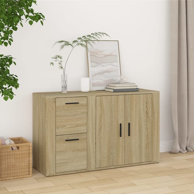 vidaXL - Dressoir - 100x33x59,5 - cm - bewerkt - hout - sonoma - eikenkleurig