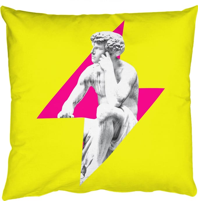 Sierkussens - Kussentjes Woonkamer - 45x45 cm - Beeld - Man - Bliksemschicht - Geel