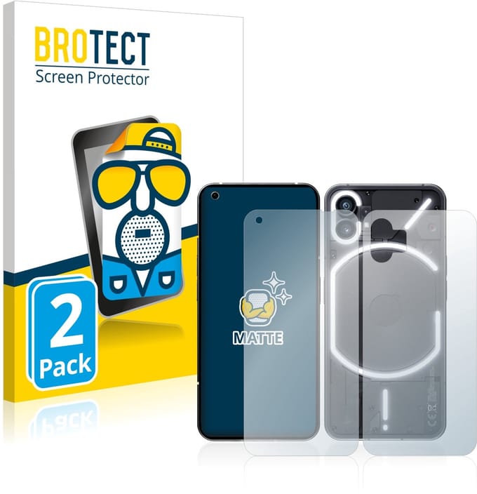 BROTECT - Screenprotector voor Nothing Phone (1) (Voor+Achter) - Folie Beschermfolie matte 2 Stuks