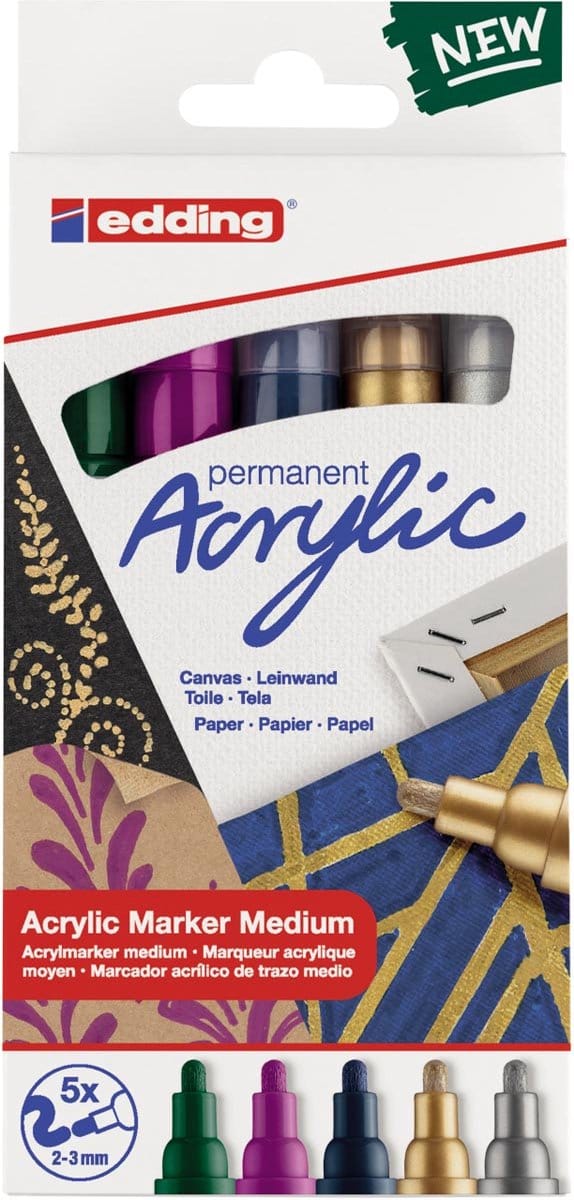 Acrylmarker edding e-5100 m metallic assorti 5st | 8 stuks