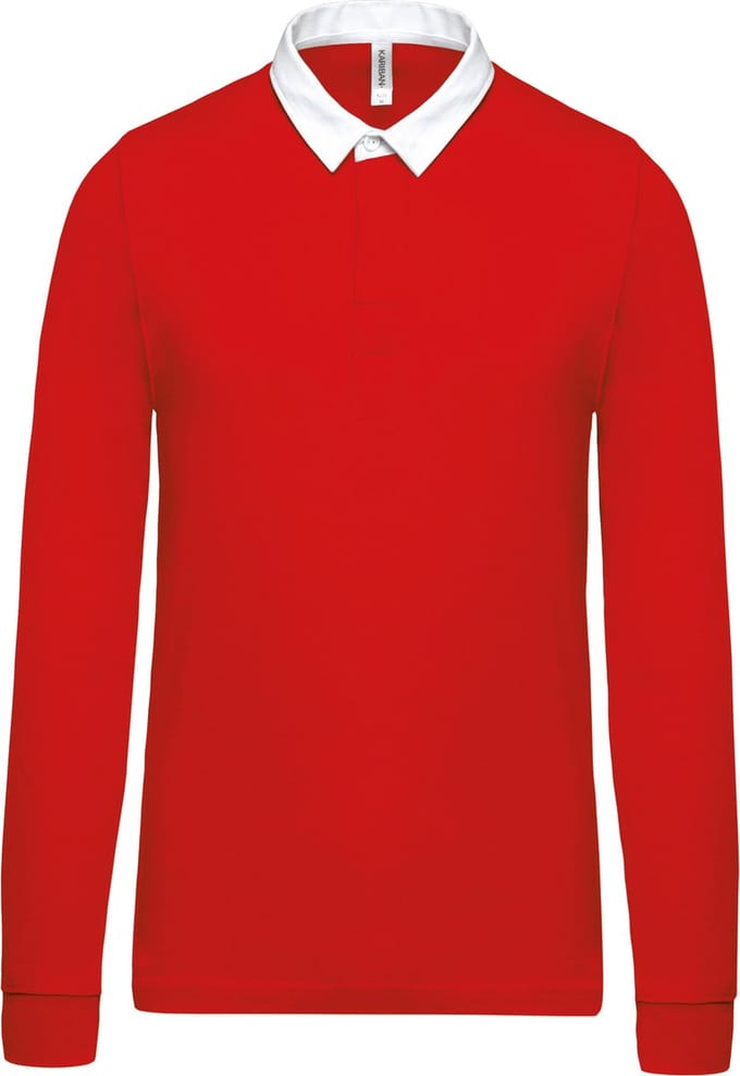 Sportieve rugbypolo met lange mouwen Red/White - S
