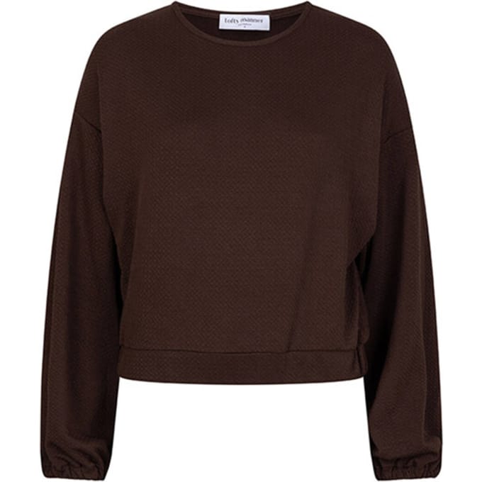 Lofty Manner T-shirt Top Amala Qh03 212 Dark Brown Dames Maat - L