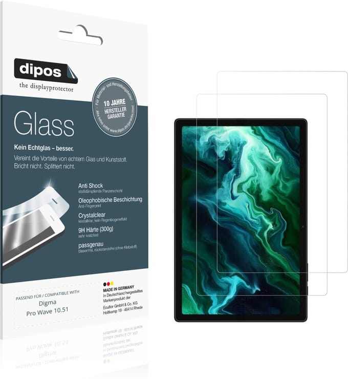 dipos – 2x Pantserfolie geschikt voor Digma Pro Wave 10.51 | 9H Screenprotector