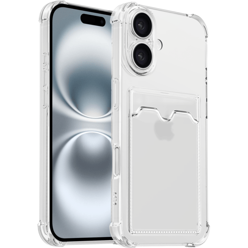 ShieldCase TPU hoesje met pasjeshouder geschikt voor iPhone 17 (transparant) – stevige case met kaarthouder, shockproof bescherming en dunne pasvorm