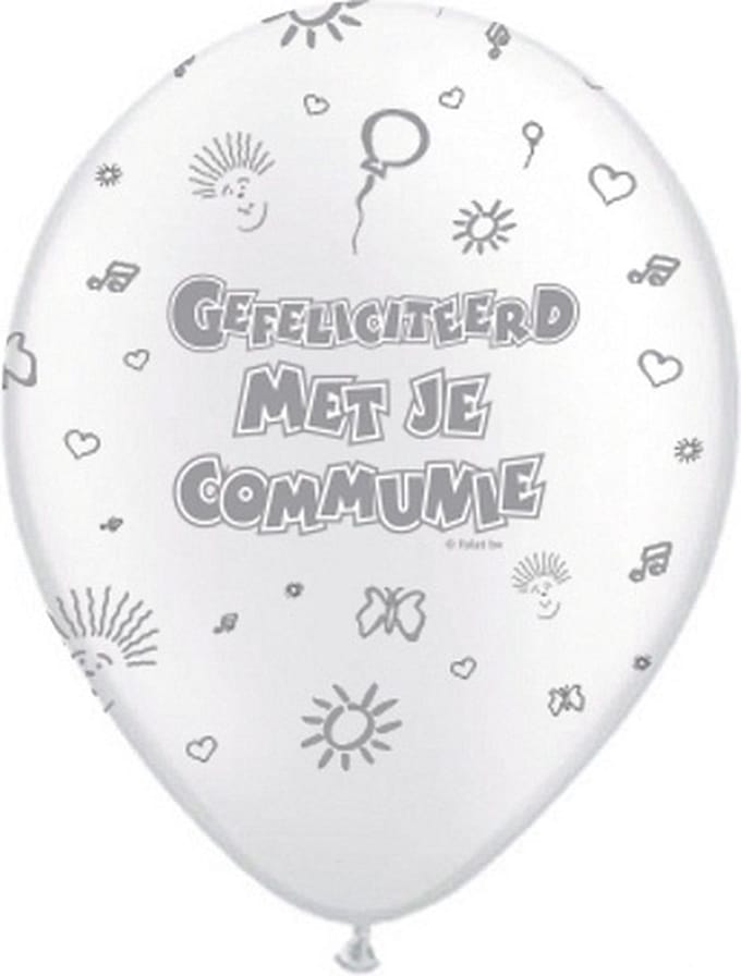 Folat Communie ballonnen - 8 stuks - parelwit - 30 cm