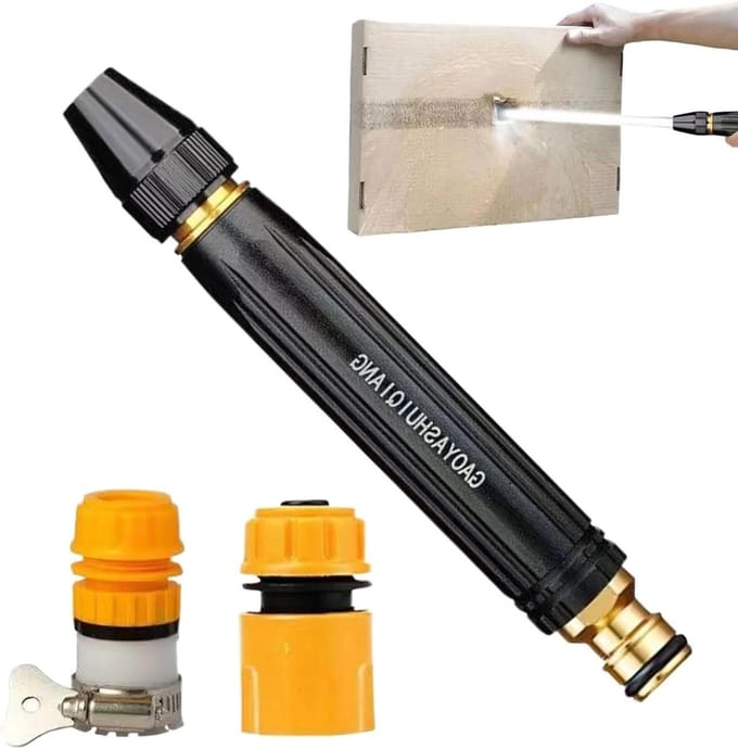 Hogedruk Tuinslang Sproeier - Handsproeier Sproeikop - Auto's Wassen - Ergonomisch Handvat - 17 x 12 x 5 cm - Grijs