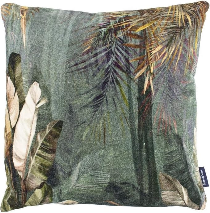 Kussen fluweel jungle blauw 45x45cm