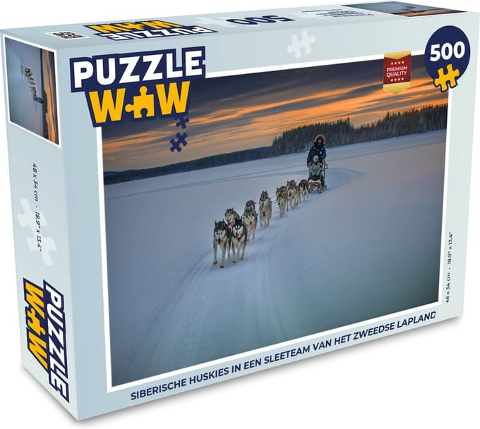 Puzzel Siberische huskies in een sleeteam van het Zweedse Lapland - Legpuzzel - Puzzel 500 stukjes