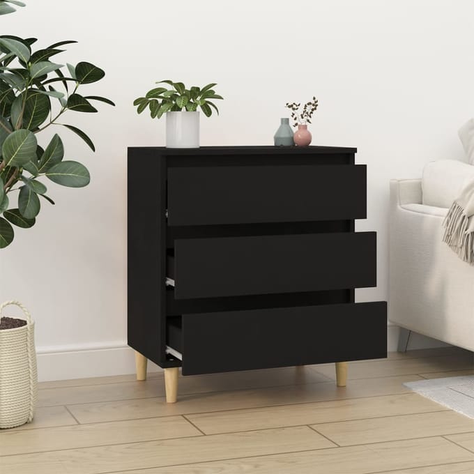 vidaXL - Dressoir - 60x35x70 - cm - bewerkt - hout - zwart