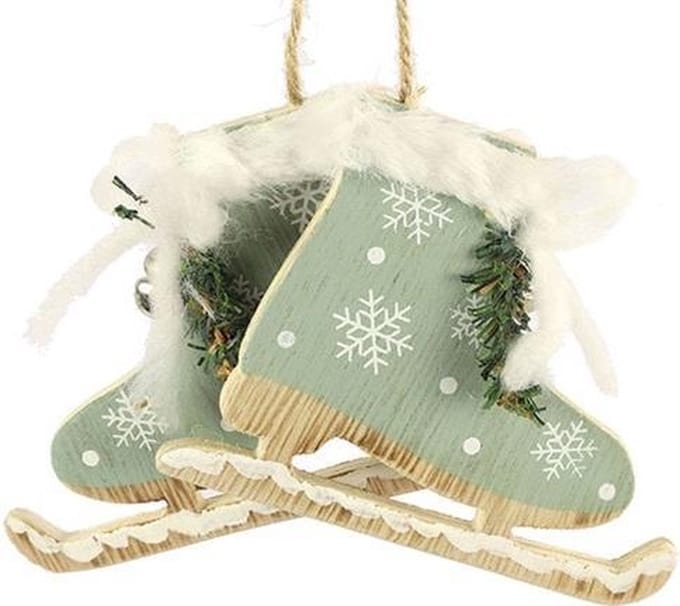 Decostar Kersthanger Jarek 10 X 8 Cm Hout Groen/wit