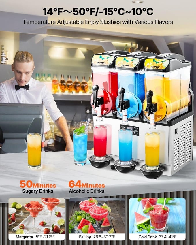 Commerciële Slushy Machine 15L x 3 Tanks Margarita Smoothie Bevroren Drank Maker