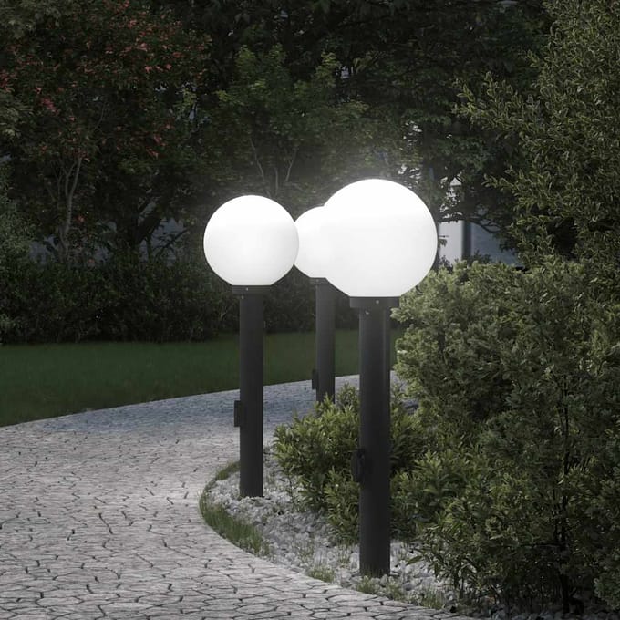 vidaXL Bolderverlichting met stopcontact 3 stuks 80 cm Zwart IP44