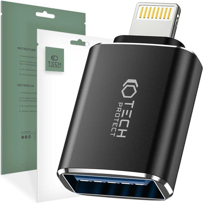Tech-Protect UltraBoost Lightning (Male) / USB-A ( USB hub - 1 - Zwart