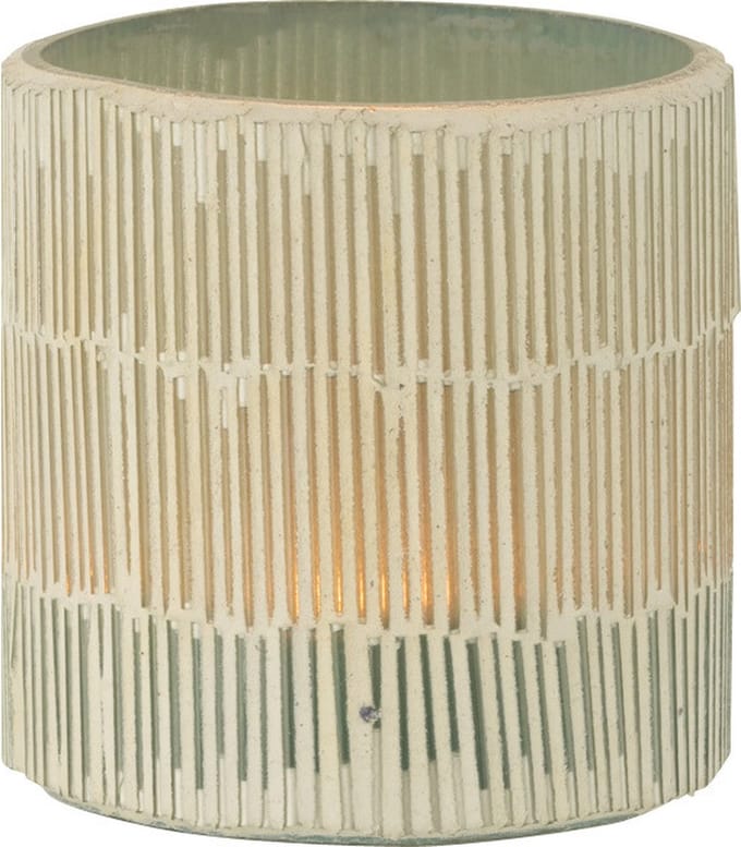 J-Line theelichthouder Mozaiek - glas - grijs - small - 2 stuks