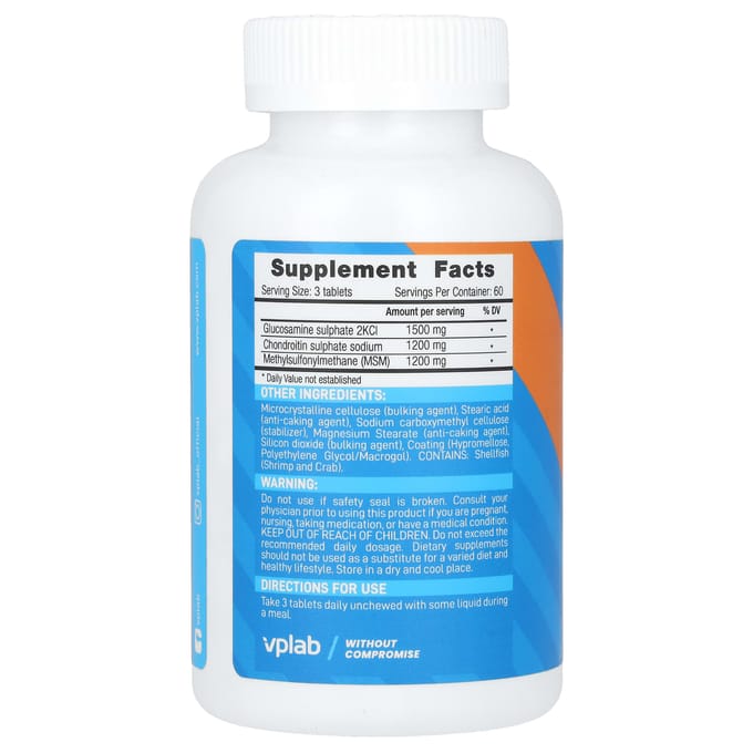 Vplab, Glucosamine Chondroïtine MSM, 180 comprimés