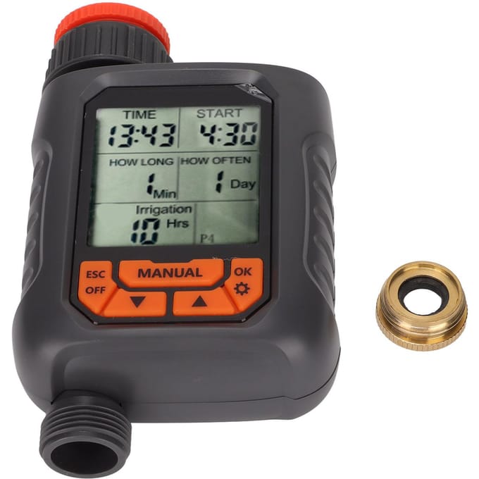 Minuterie d'arrosage G3/4, contrôleur d'irrigation numérique étanche IP65 avec grand écran LCD et cuivre black