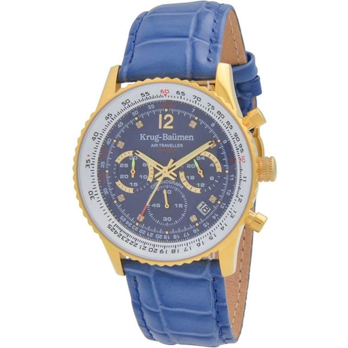 Krug Baumen 410201DS Air Traveller Diamond Heren Horloge 40mm