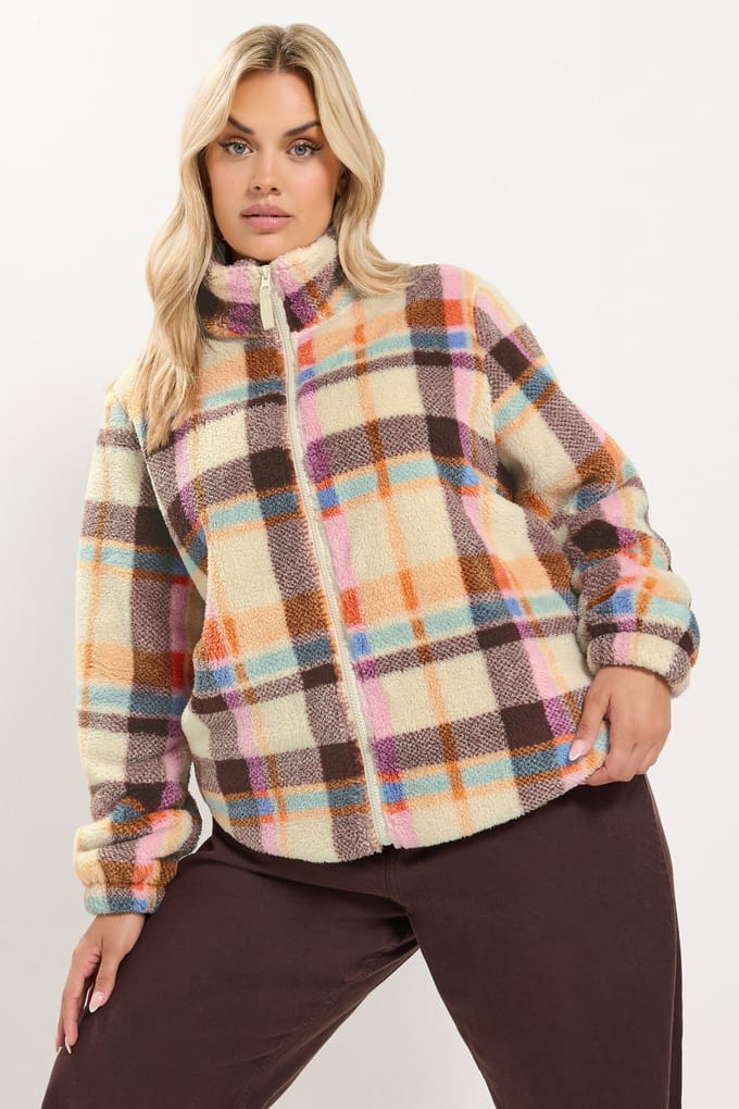 Yours Crèmekleurige Fleece Met Ritssluiting Size 42