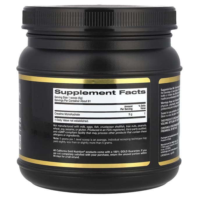 California Gold Nutrition Sport Pure Creatine Monohydraat – Smaakloos Poeder – 454 g
