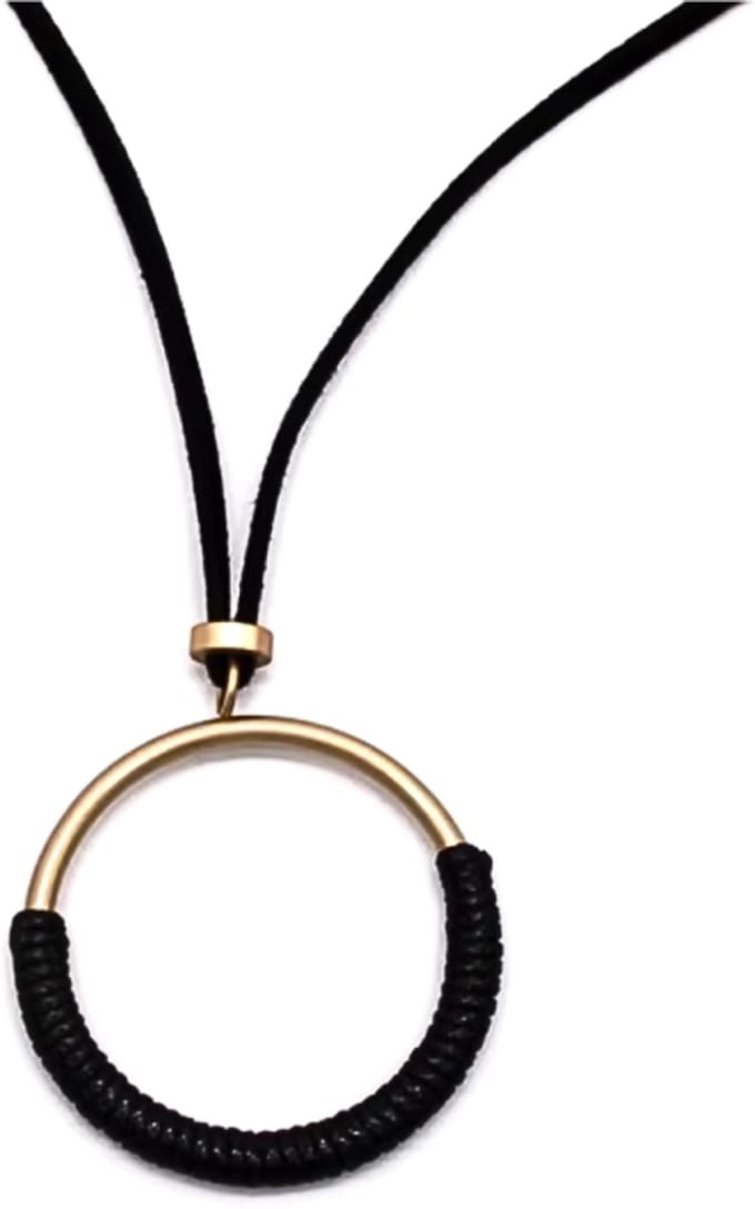 Ketting -goudkleur- zwart -cirkel - Charme Bijoux