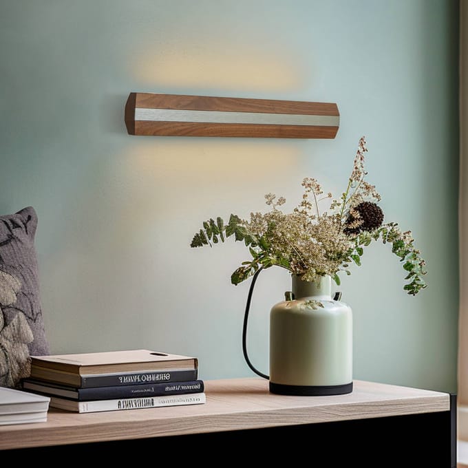 Quitani Elis LED wandlamp, walnoot/nikkel
