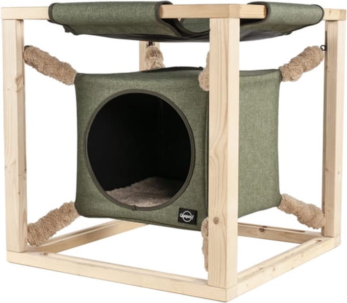 Quapas! Kattenbed met hangmat Catcube L 62.5x62.5x62.5 cm groen