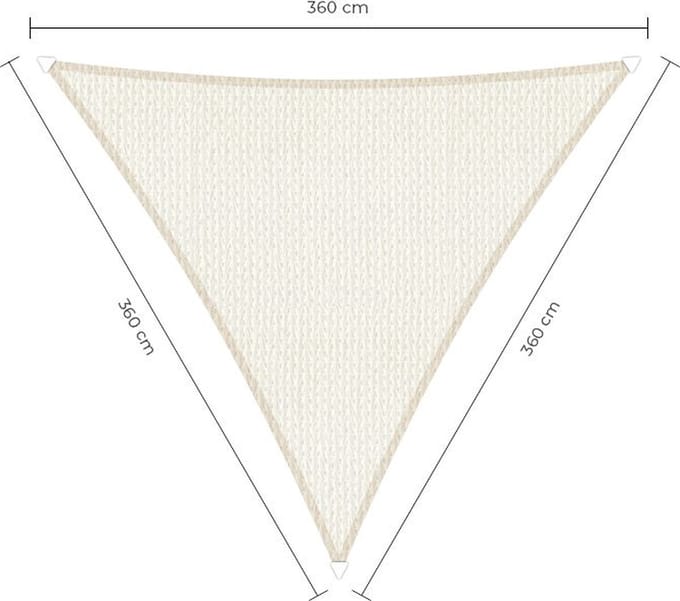 Schaduwdoek driehoek - 3,6x3,6x3,6m - Wit - Waterdoorlatend